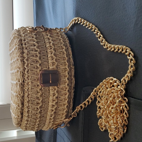 New Circular Woven boho Crossbody Bag gold hardware Hot - Picture 6 of 8